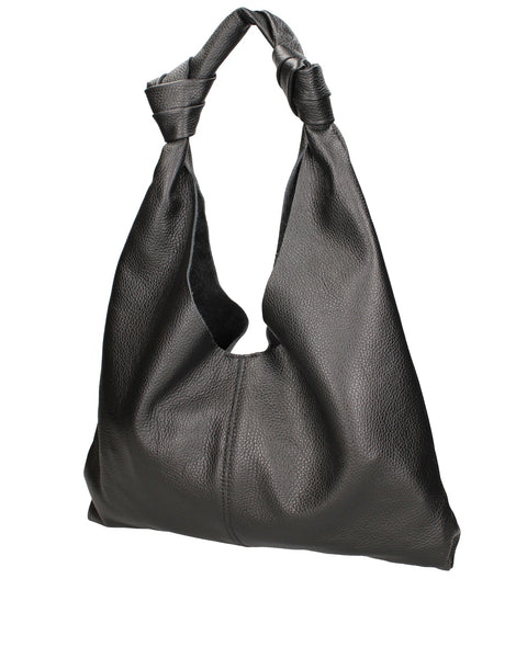 Black Genuine Leather Leather Shoulder Tote Bag Made in Italy – Black - Viola Castellani