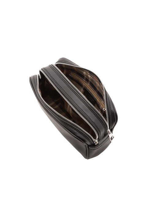 Slim Leather Zip Clutch Bag - Black - Alessia Firenze