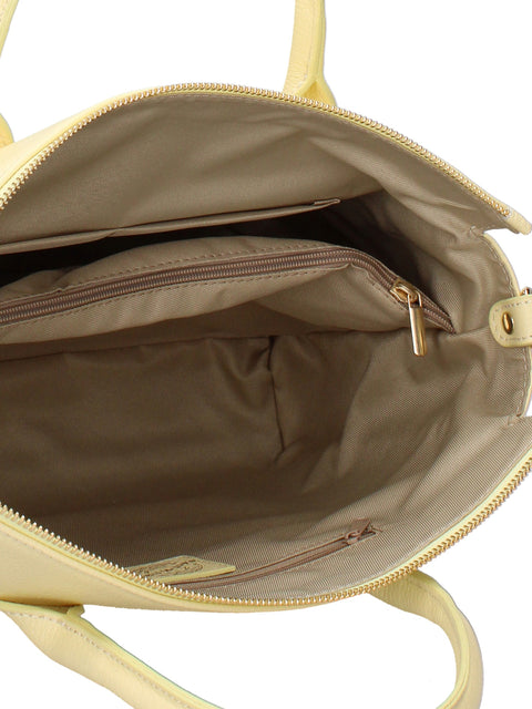 Women's Genuine Leather Handbag – Yellow & Cream – Made in Italy - Chiara Ferretti