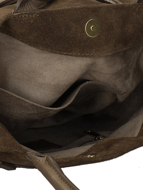 Women's Genuine Leather Handbag – Mocha – Made in Italy - Chiara Ferretti