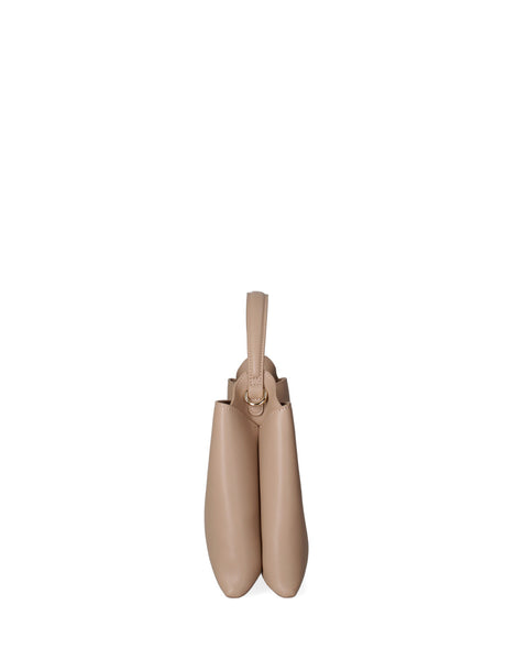 Taupe Regenerated Leather Top Handle Handbag Made in Italy – Taupe - Viola Castellani