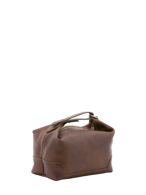 Italian Leather Top Handle Bag - Dark Brown - Alessia Firenze
