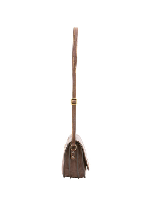Women's Leather Crossbody Bag - Dark Brown - Alessia Firenze