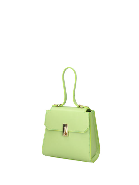 Genuine Leather Leather Top Handle Satchel Bag Made in Italy – Pistachio - Viola Castellani