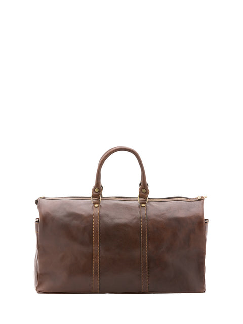 Classic Leather Travel Duffel Bag - Dark Brown - Alessia Firenze