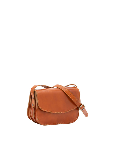 Women's Vacchetta Leather Triple Compartment Shoulder Bag – Cognac – Made in Italy - I Fratelli
