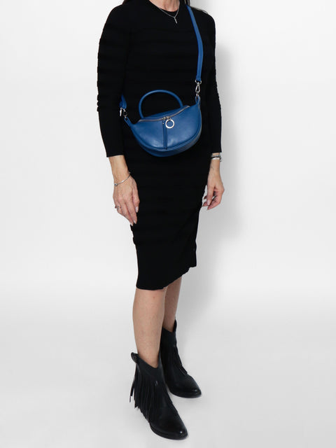 Blue Genuine Leather Leather Top Handle Handbag Made in Italy – Blueette - Viola Castellani