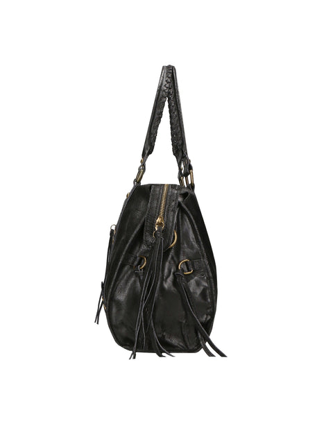Women's Genuine Leather Shoulder Bag – Black – Made in Italy - Gave Lux