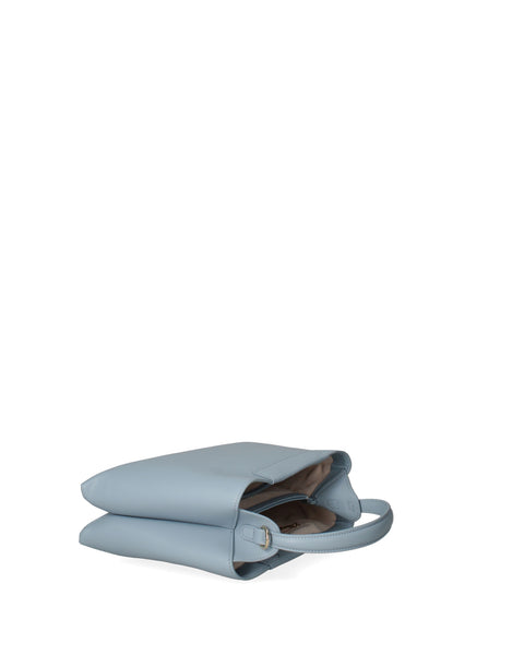 Regenerated Leather Top Handle Handbag Made in Italy – Sky Blue - Viola Castellani