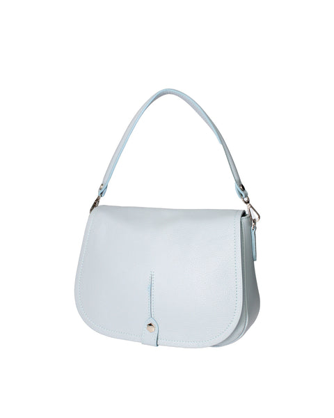 Celeste Genuine Leather Leather Shoulder Crossbody Bag Made in Italy – Sky Blue - Viola Castellani