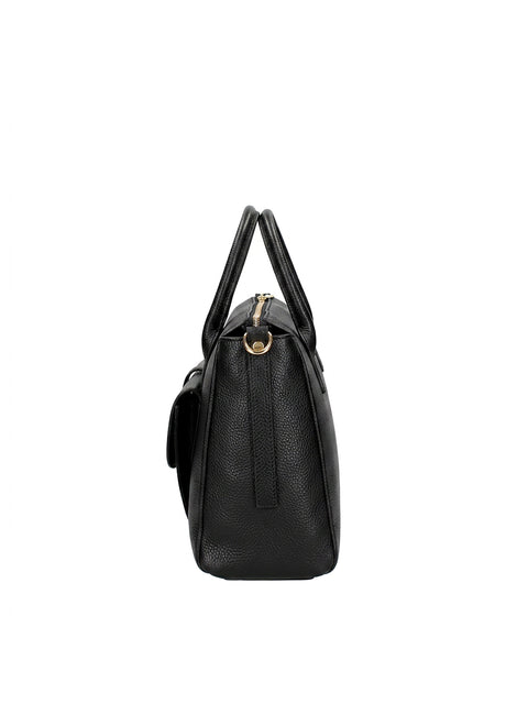 Women's Genuine Leather Handbag – Black D28 - Chiara Ferretti