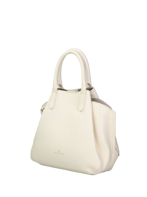 Women's Genuine Dollaro Leather Handbag – Off White – Made in Italy - Chiara Ferretti