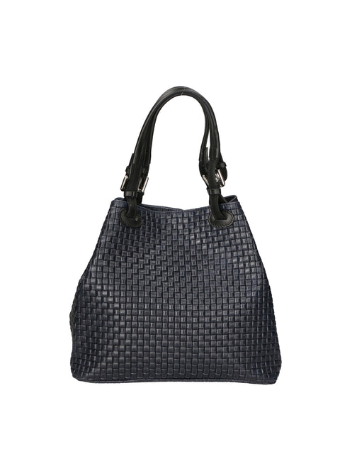 Women's Woven Suede Leather Shopper Bag – Blue – Made in Italy - Gave Lux