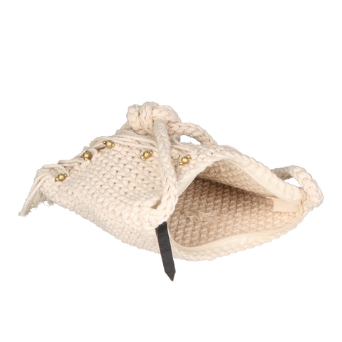 Women's Cotton Bag with Fringes– Beige – Made in Italy - Gave Lux