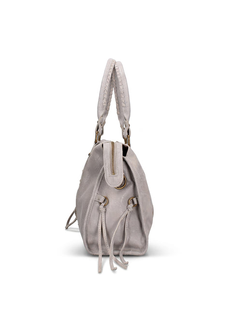 Women's Genuine Leather Handbag – Light Grey – Made in Italy - Chiara Ferretti
