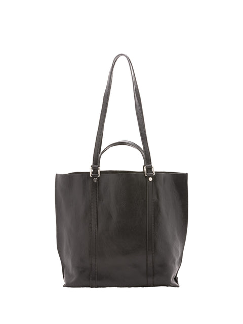 Genuine Leather Tote Shoulder Bag - Black - Alessia Firenze