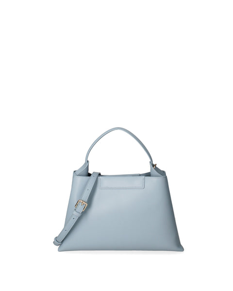 Regenerated Leather Top Handle Handbag Made in Italy – Sky Blue - Viola Castellani