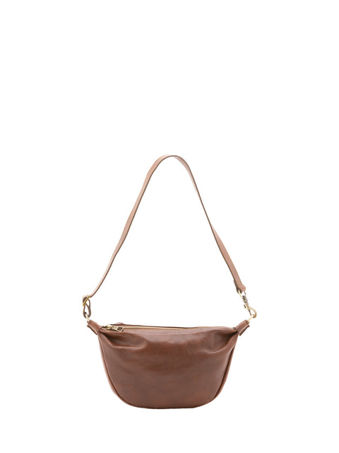 Genuine Leather Crossbody Shoulder Bag - Brown - Alessia Firenze