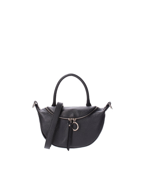 Black Genuine Leather Leather Top Handle Handbag Made in Italy – Black - Viola Castellani