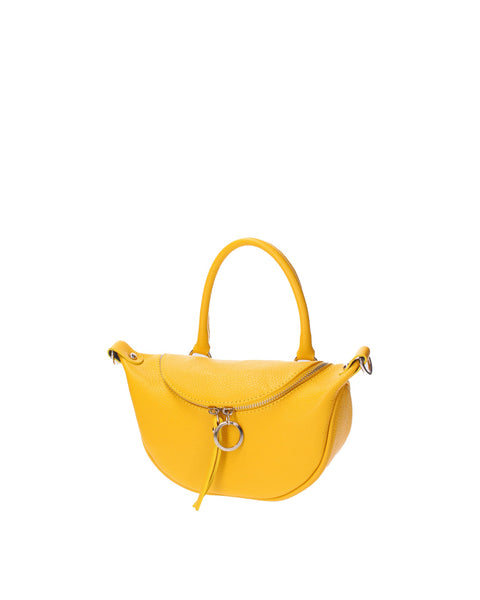 Yellow Genuine Leather Leather Top Handle Handbag Made in Italy – Yellow - Viola Castellani