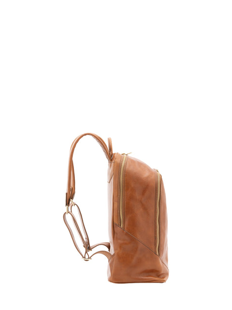 Large Genuine Leather Backpack - Honey - Alessia Firenze
