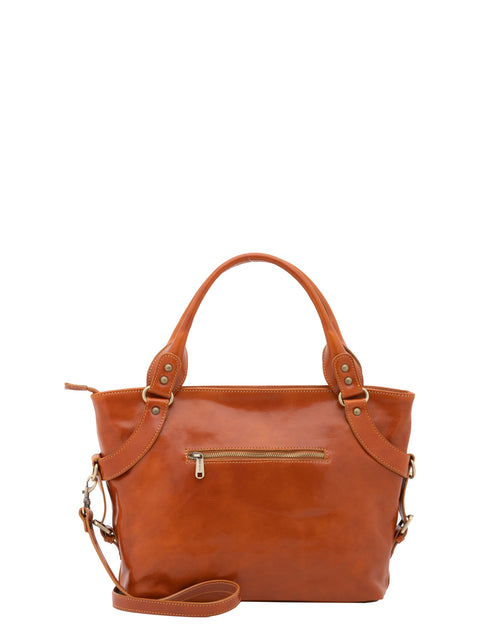 Women's Vacchetta Leather Double Handle Tote Bag – Cognac – Made in Italy - I Fratelli