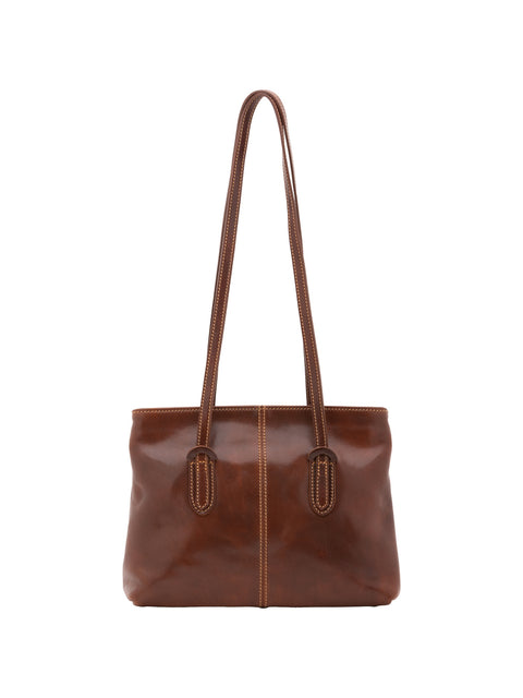 Women's Vacchetta Leather Classic Shoulder Bag – Brown – Made in Italy - I Fratelli