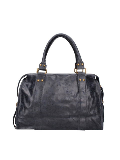 Women's Suede Leather Shoulder Bag with Removable Strap – Navy Blue – Made in Italy - Gave Lux
