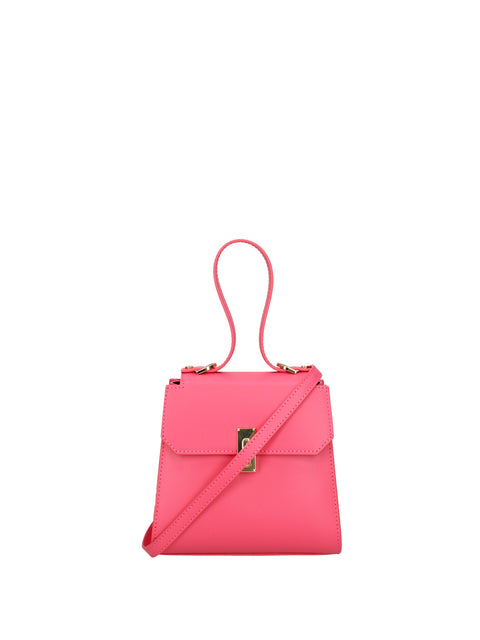Genuine Leather Leather Top Handle Satchel Bag Made in Italy – Fuchsia - Viola Castellani