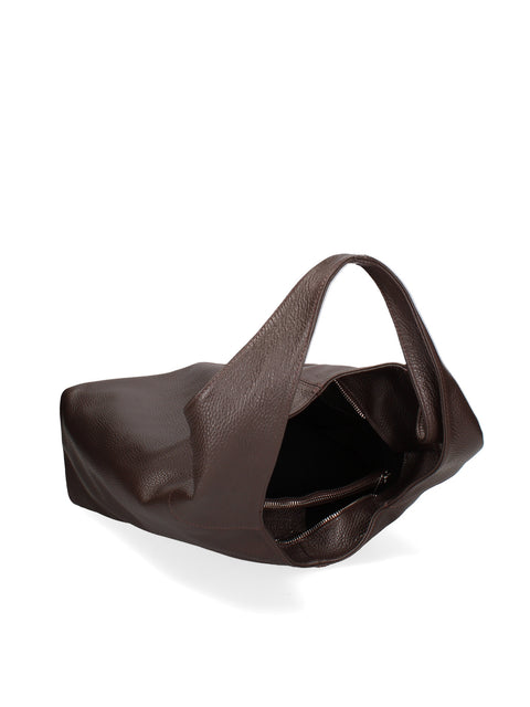 Women's Double Compartment Leather Hobo Shoulder Bag with Pouch – Dark Brown – Made in Italy - Gave Lux