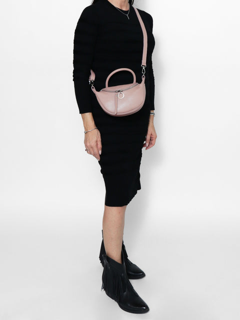 Genuine Leather Leather Top Handle Handbag Made in Italy – Blush Pink - Viola Castellani