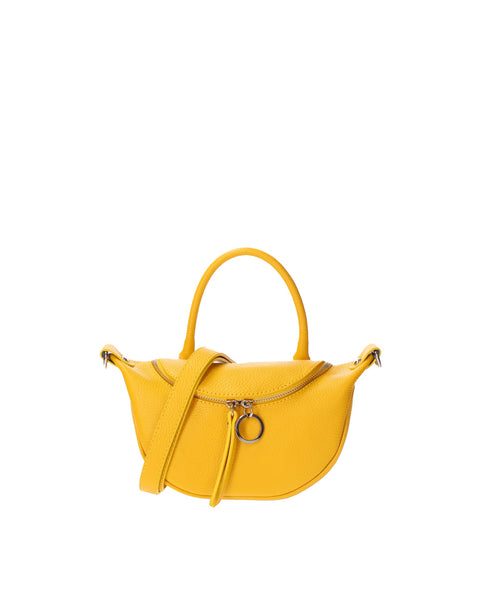 Yellow Genuine Leather Leather Top Handle Handbag Made in Italy – Yellow - Viola Castellani