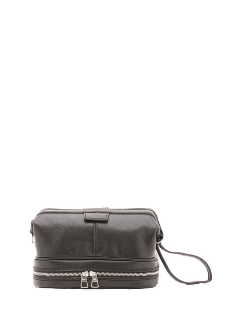 Leather Travel Clutch Bag - Black - Alessia Firenze