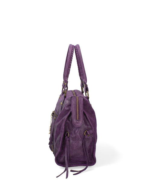Women's Genuine Leather Handbag – Purple – Made in Italy - Chiara Ferretti