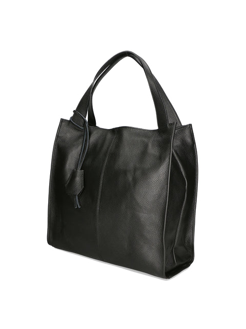 Women's Minimalist Leather Shoulder Bag – Black – Made in Italy - Gave Lux