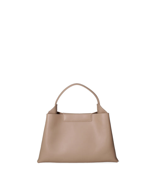 Taupe Regenerated Leather Top Handle Handbag Made in Italy – Taupe - Viola Castellani