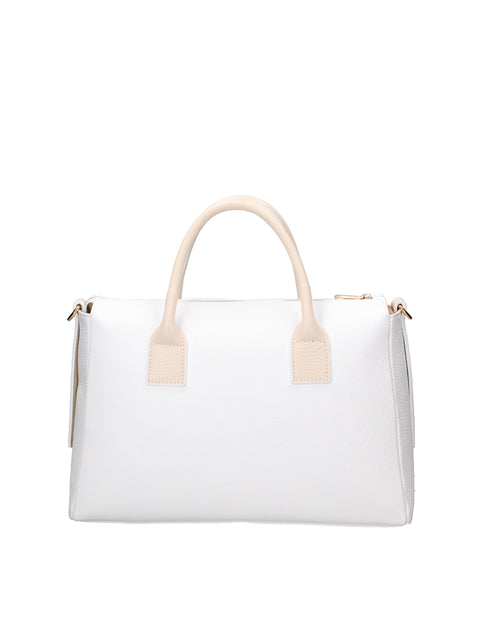 Women's Genuine Leather Handbag – White & Cream – Made in Italy - Chiara Ferretti