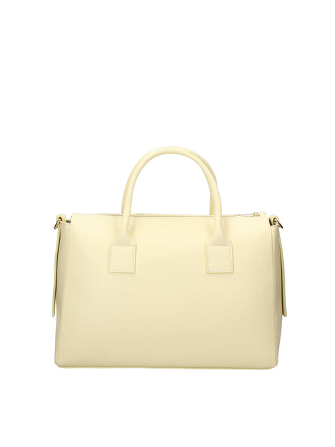 Women's Genuine Leather Handbag – Yellow & Cream – Made in Italy - Chiara Ferretti