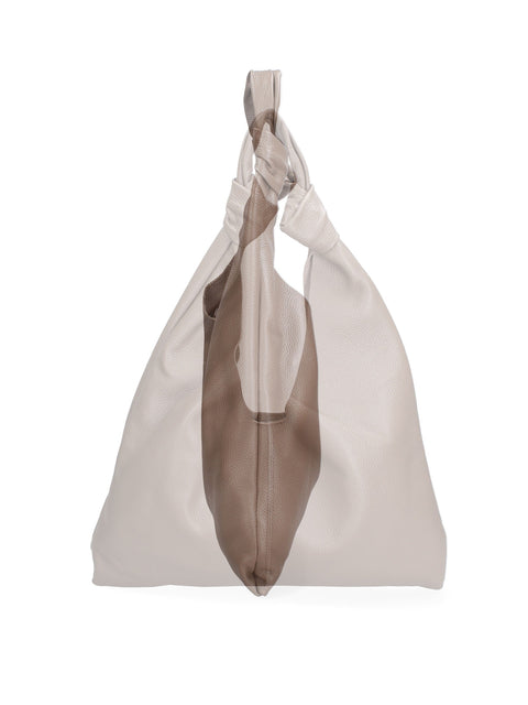 Taupe Genuine Leather Leather Shoulder Tote Bag Made in Italy – Taupe - Viola Castellani