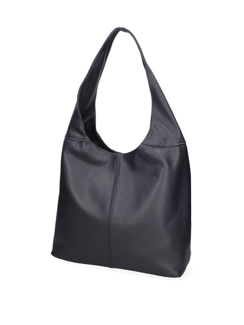 Women's Double Compartment Leather Hobo Shoulder Bag with Pouch – Midnight Blue – Made in Italy - Gave Lux