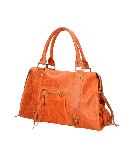 Women's Genuine Leather Shoulder Bag – Orange – Made in Italy - Gave Lux