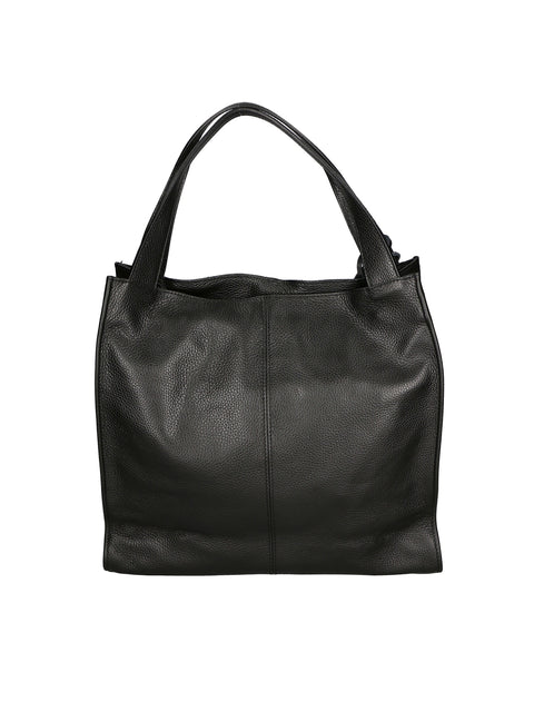 Women's Minimalist Leather Shoulder Bag – Black – Made in Italy - Gave Lux