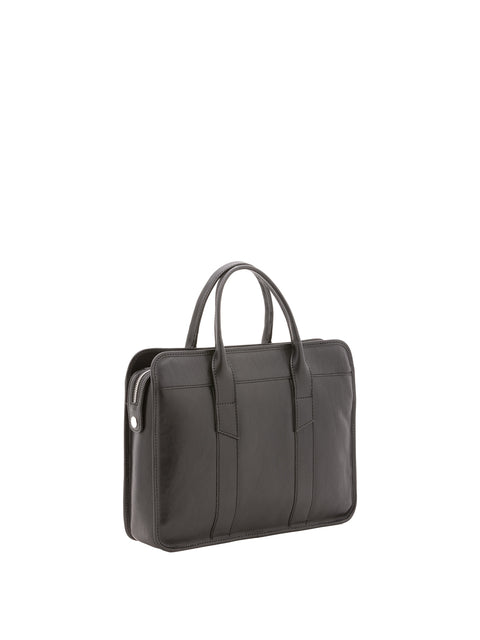Classic Leather Tote Handbag - Black - Alessia Firenze