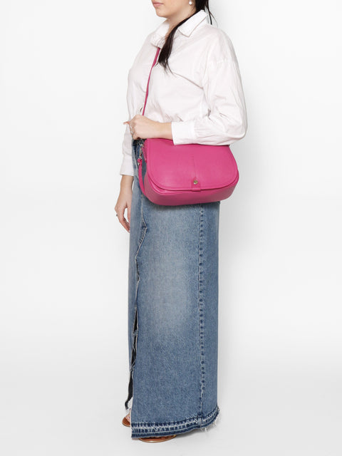 Genuine Leather Leather Shoulder Crossbody Bag Made in Italy – Fuchsia - Viola Castellani
