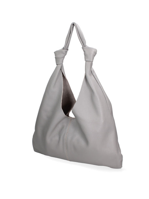 Grey Genuine Leather Leather Shoulder Tote Bag Made in Italy – Grey - Viola Castellani
