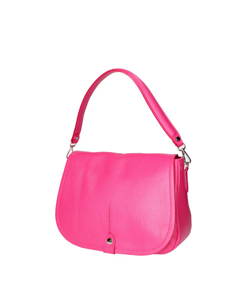 Genuine Leather Leather Shoulder Crossbody Bag Made in Italy – Fuchsia - Viola Castellani