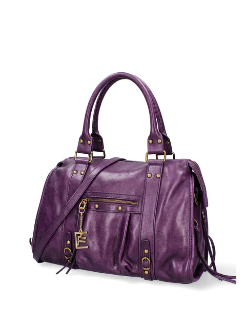 Women's Genuine Leather Handbag – Purple – Made in Italy - Chiara Ferretti
