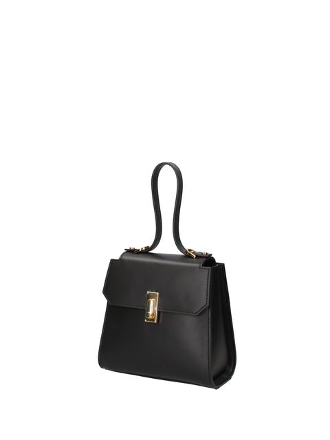 Black Genuine Leather Leather Top Handle Satchel Bag Made in Italy – Black - Viola Castellani