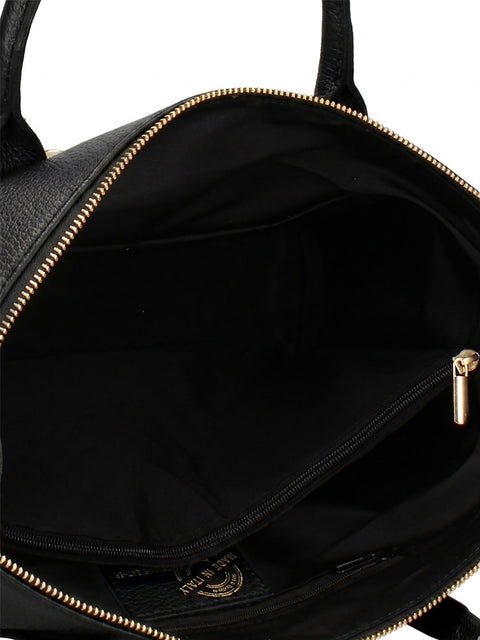 Women's Genuine Leather Handbag – Black D28 - Chiara Ferretti