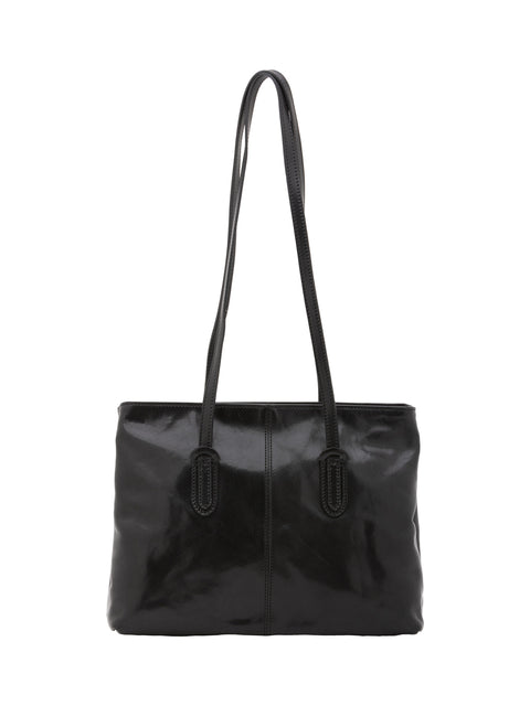 Women's Vacchetta Leather Double Compartment Shoulder Bag – Black – Made in Italy - I Fratelli